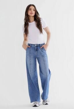 Mica Los Angeles High Rise Wide Leg Front Seam Distressed Women’s 27 Jeans Y2K